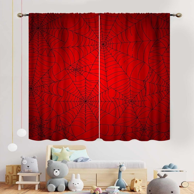 TKUYO Super Hero Spider Curtains, Red Superhero Spider Web Boys Curtains for Kids Baby Room Living Room Bedroom Nursery Playroom Blackout Drapes 2 Panel Sets, 63"x72" Inch - Image 3